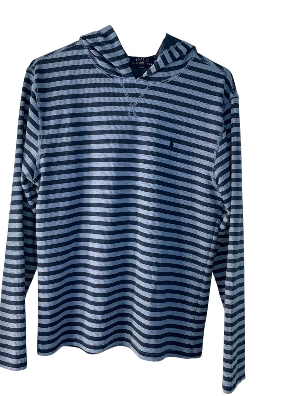 Polo by Ralph Lauren Navy & Light Blue Striped Hooded Long-Sleeve